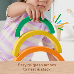 Non-toxic paints on Fisher-Price wooden arches add vibrant color to playtime.