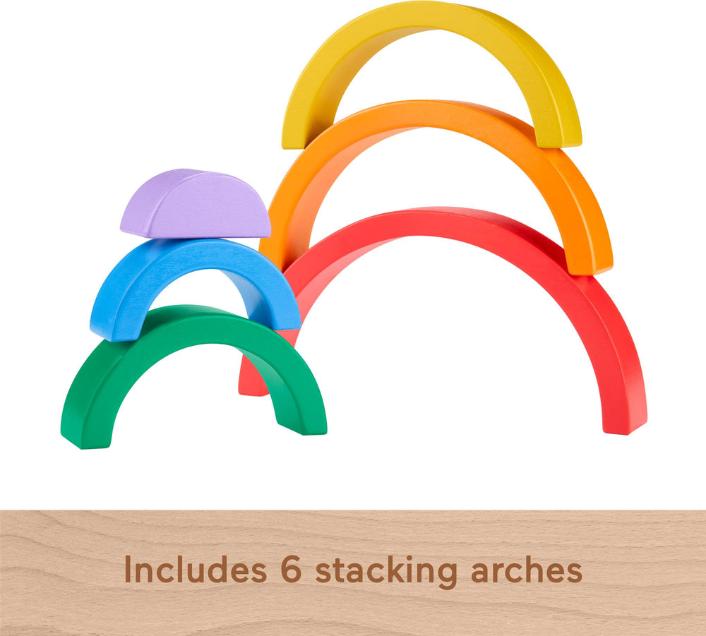FSC-certified wooden arches by Fisher-Price promote responsible sourcing in play.