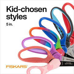 Fiskars Blunt-Tip Kids Scissors 5-inch pink, long-lasting classroom essential.