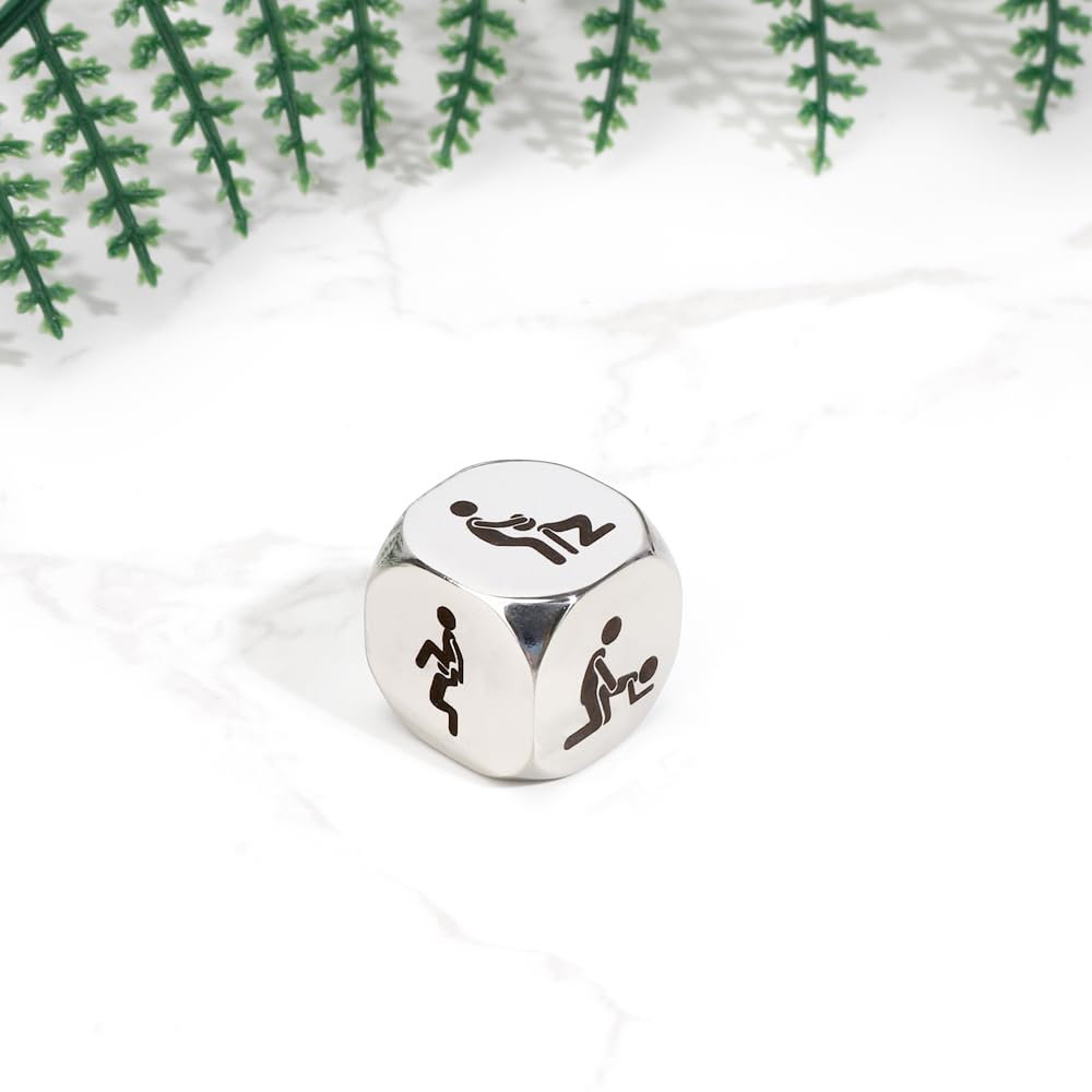 Fiszdovb date night dice close-up engraving highlights durable craftsmanship.