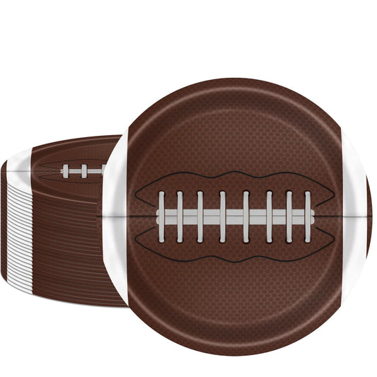 Fitoyplak football plates 7-inch on a party table for simple serving.