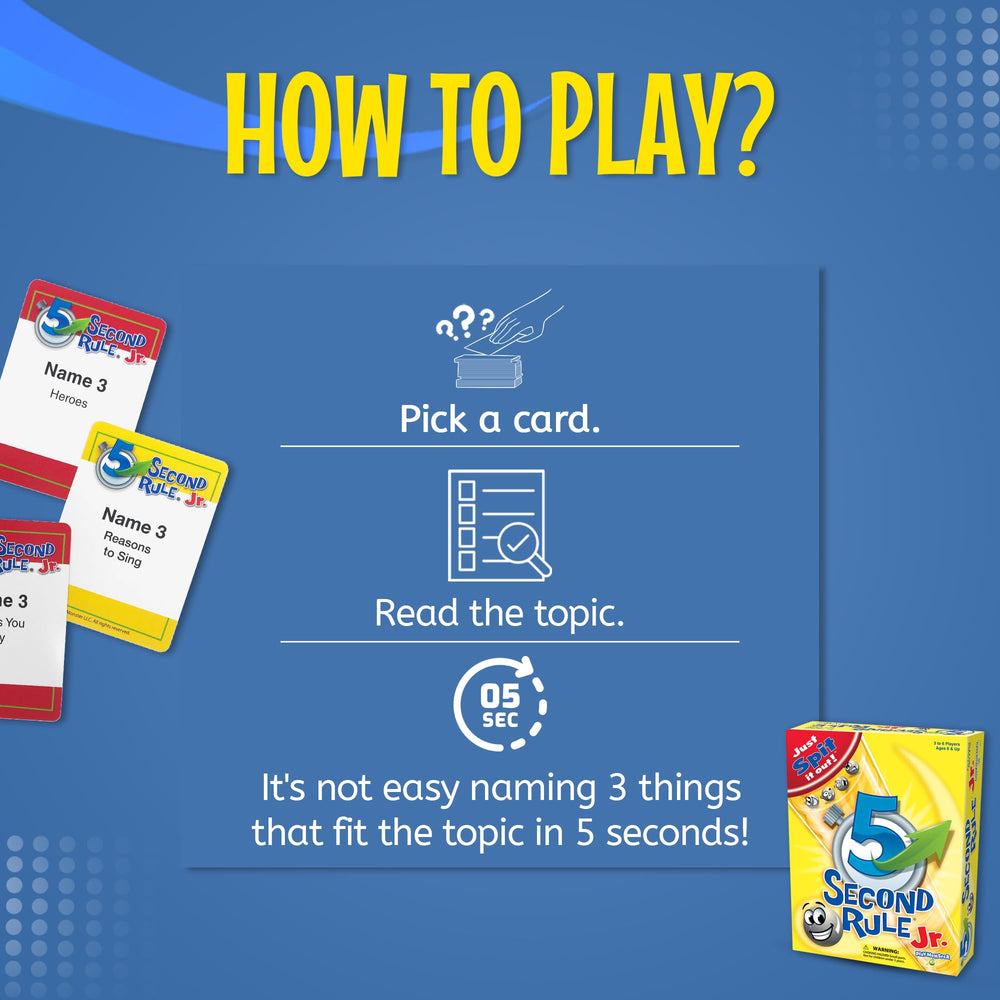 Five Second Rule Jr. superheroes prompt card inspires imaginative answers