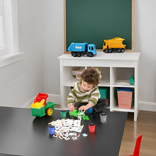 Front-load dumpster included to practice sorting and pretend waste collection