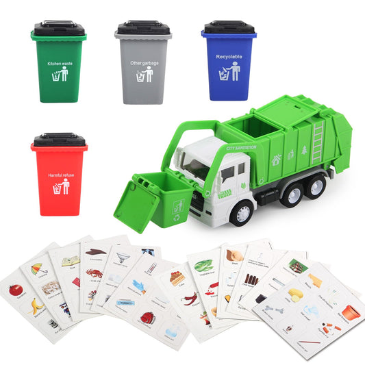 FIVEDAOGANG small friction-powered garbage truck toy with a front loader for imaginative play