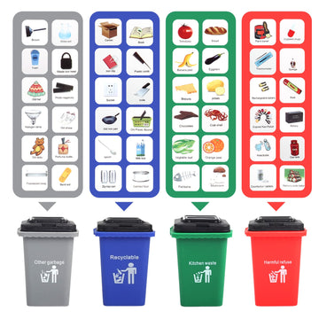 Trash learning cards to support educational play about waste sorting