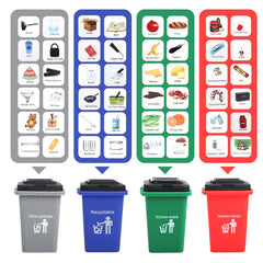 Trash learning cards to support educational play about waste sorting