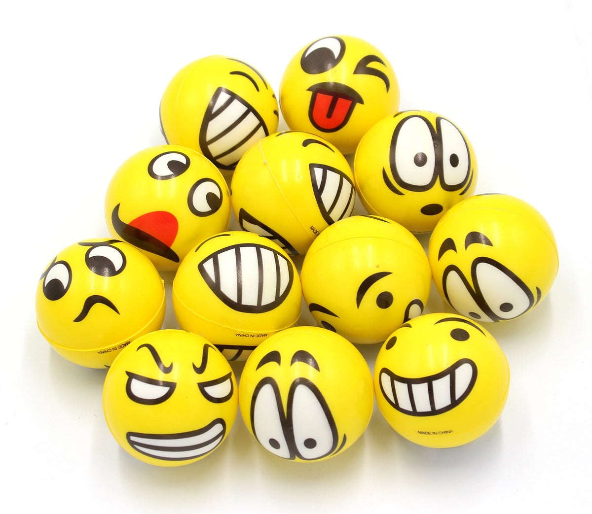 FIVOENDAR stress ball in yellow with faces, desk stress relief in action