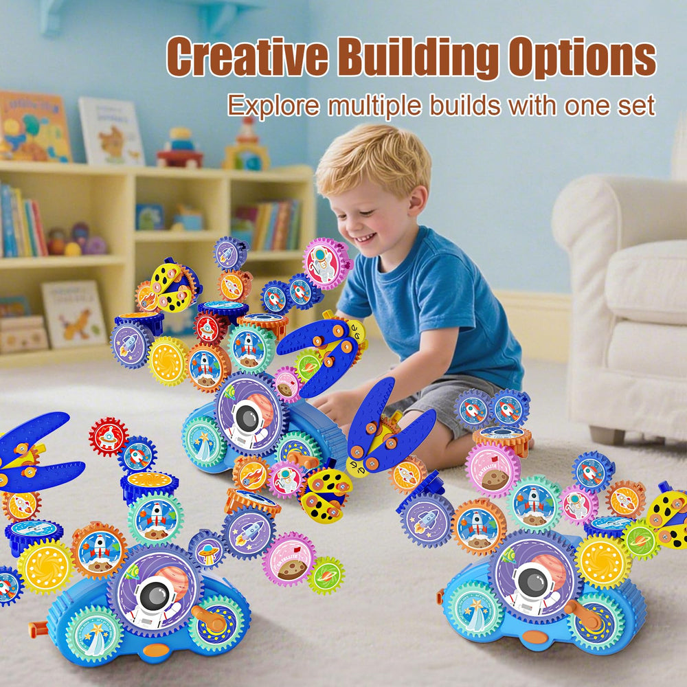 Fivoro STEM gears space capsule theme sparks imaginative play.