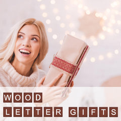 Fiwochic maroon wood letter tiles used in decor and wedding cards.