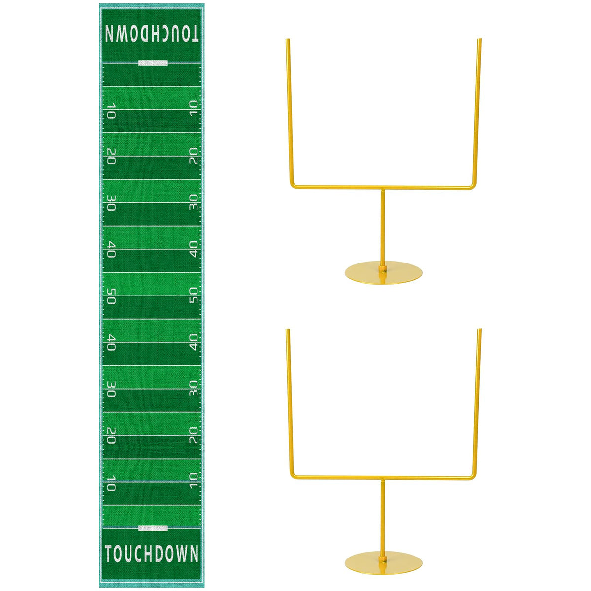 Fjoron metal football goal post decor adds a durable centerpiece to party tables.