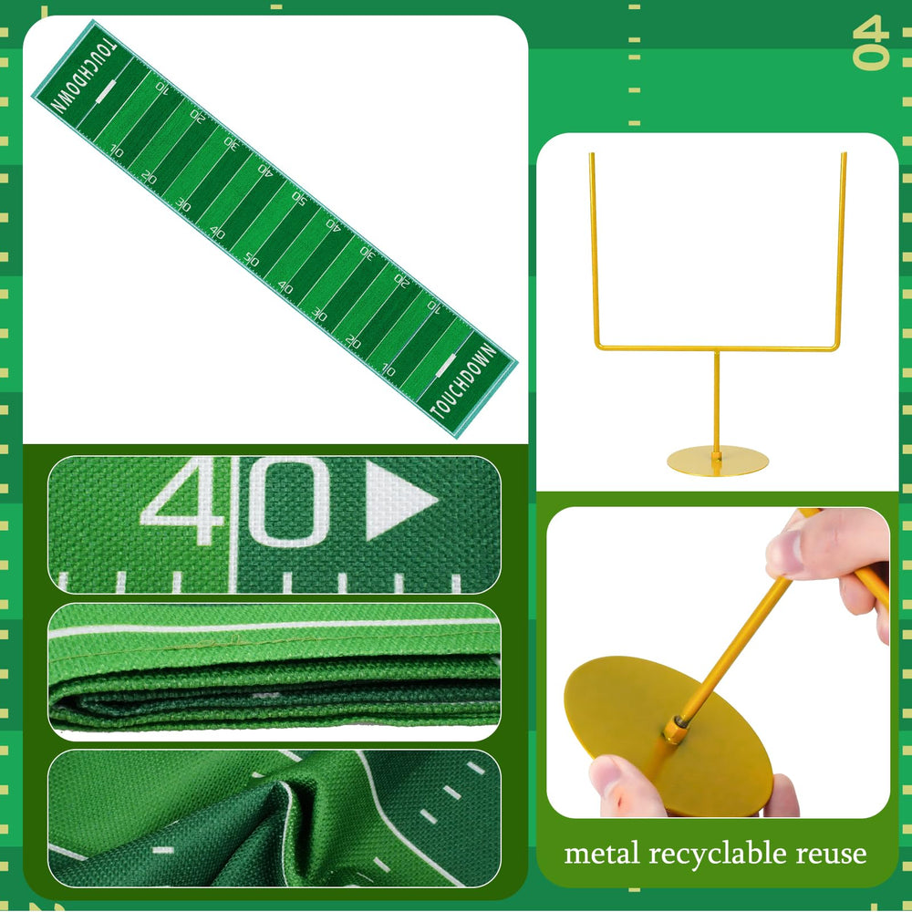 Fjoron green football table runner creates a realistic field backdrop.