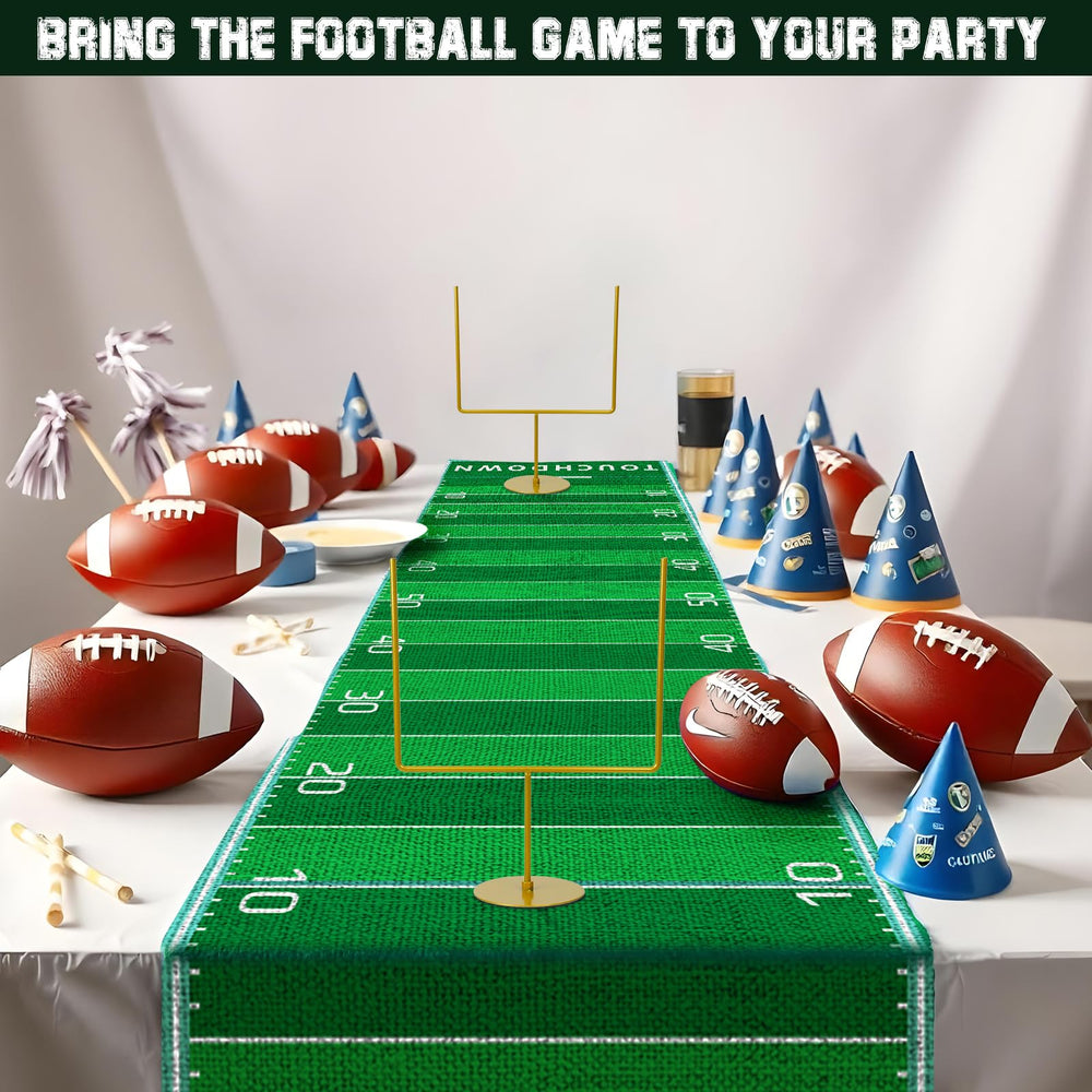 Fjoron table runner in green brings vibrant color to football-themed celebrations.