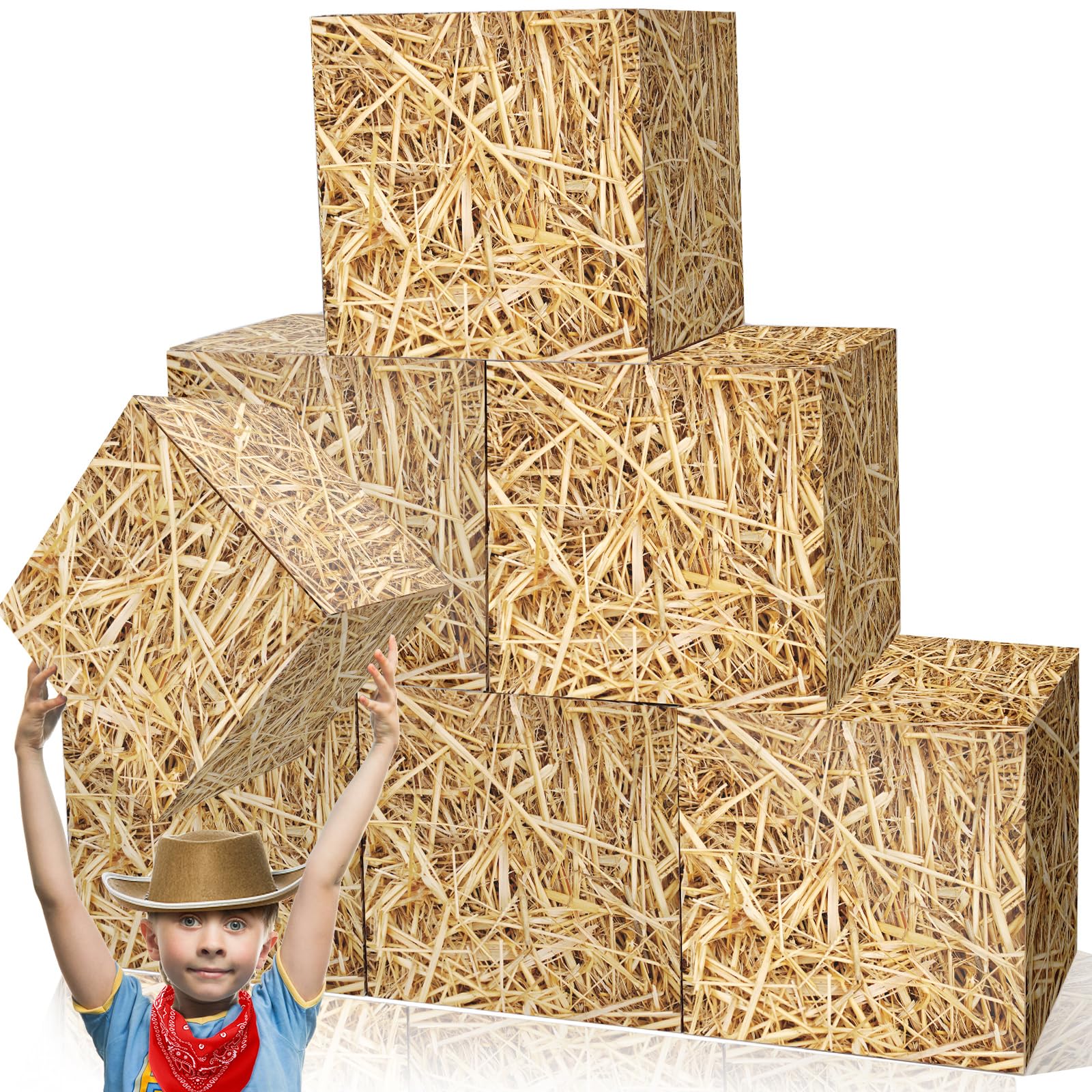 Fjoron hay bale boxes decorate a Western-themed table with rustic charm.