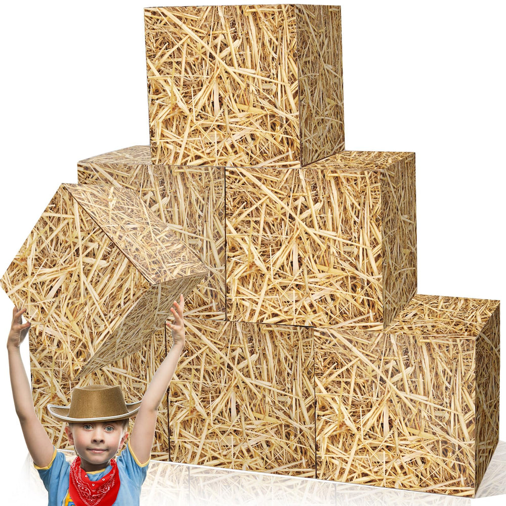 Fjoron hay bale boxes decorate a Western-themed table with rustic charm.