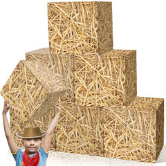 Fjoron hay bale boxes decorate a Western-themed table with rustic charm.