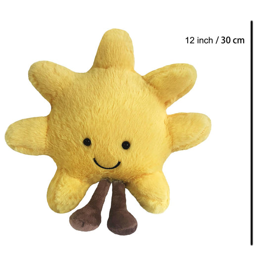 FJQZHA Moon Sun Plush Toy close-up face with 3D eyes and smile for cuteness