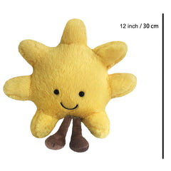 FJQZHA Moon Sun Plush Toy close-up face with 3D eyes and smile for cuteness