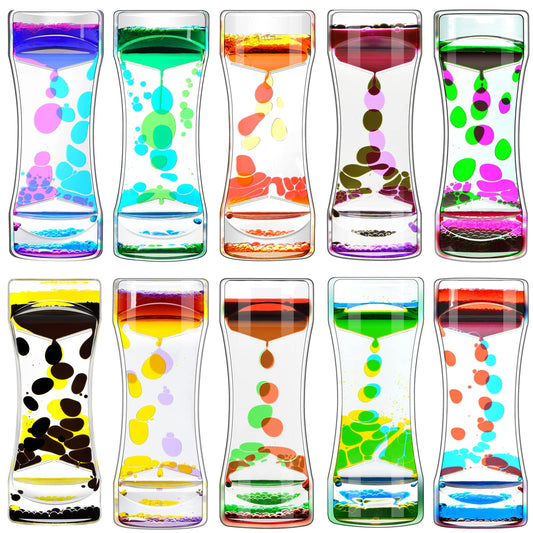 FKYTION Liquid Motion Bubbler Timer with rainbow bubbles on desk for focus and calm