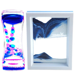FKYTION liquid motion bubbler timer 2-pack front view with colorful droplets for focus