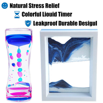 FKYTION liquid motion bubbler timer 2-pack side view shows slow droplets for relaxation