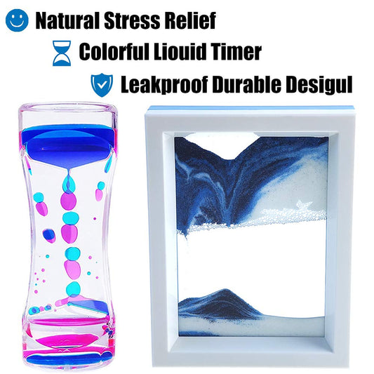 FKYTION liquid motion bubbler timer 2-pack side view shows slow droplets for relaxation