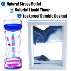 FKYTION liquid motion bubbler timer 2-pack side view shows slow droplets for relaxation