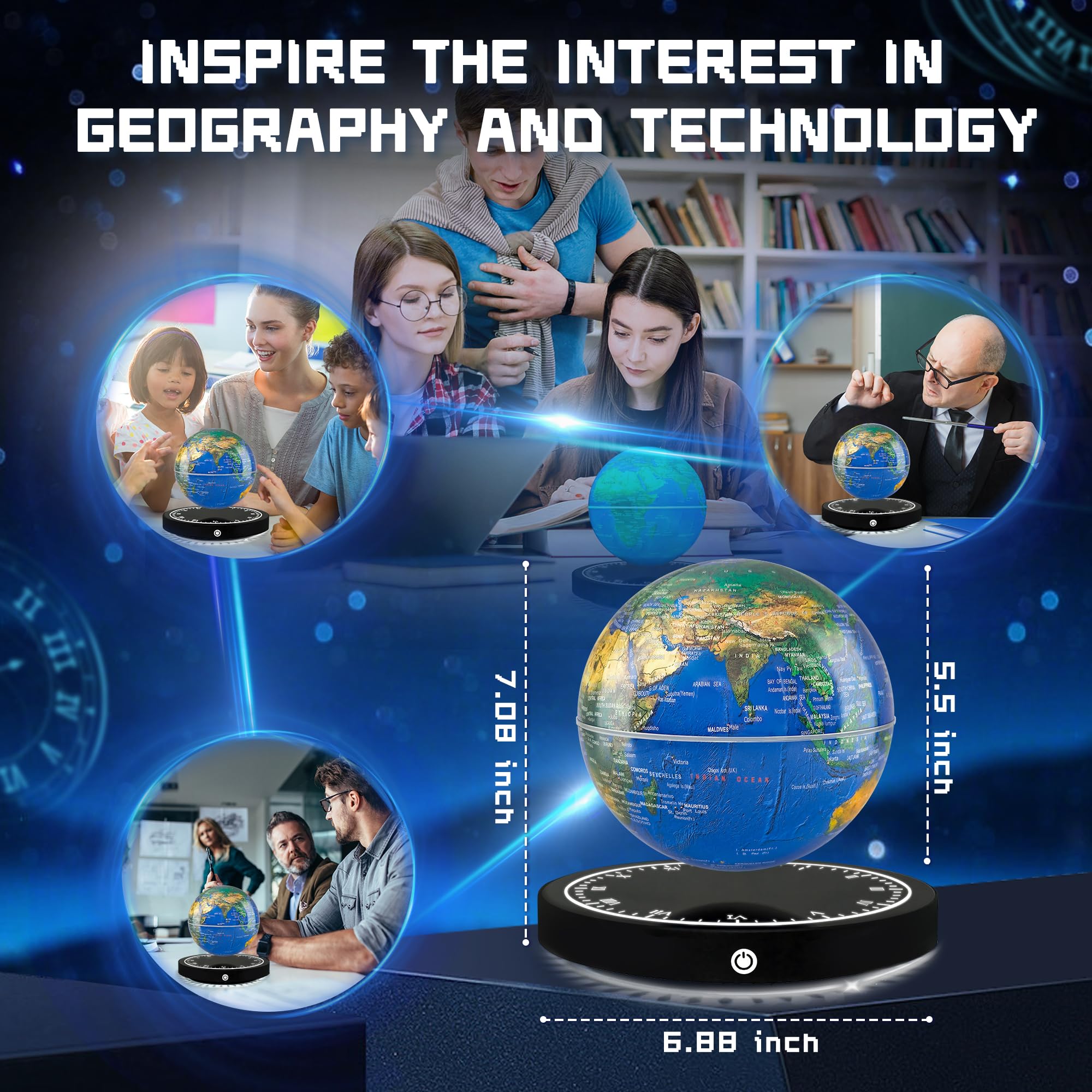 Flagest desk decor globe creates a sleek tech vibe for home offices.