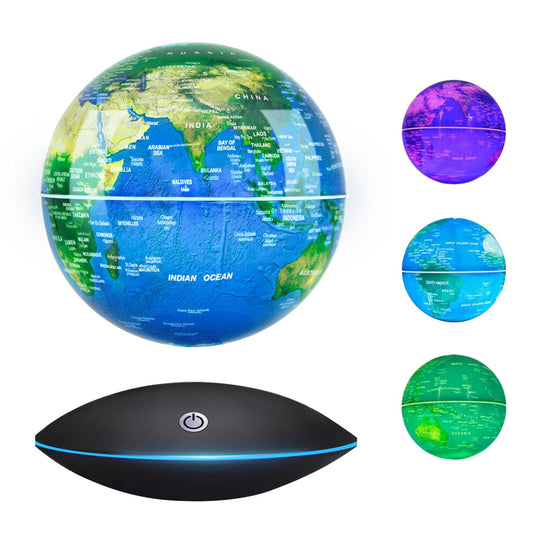Flagest magnetic floating globe levitation display with soft ambient light for desks.