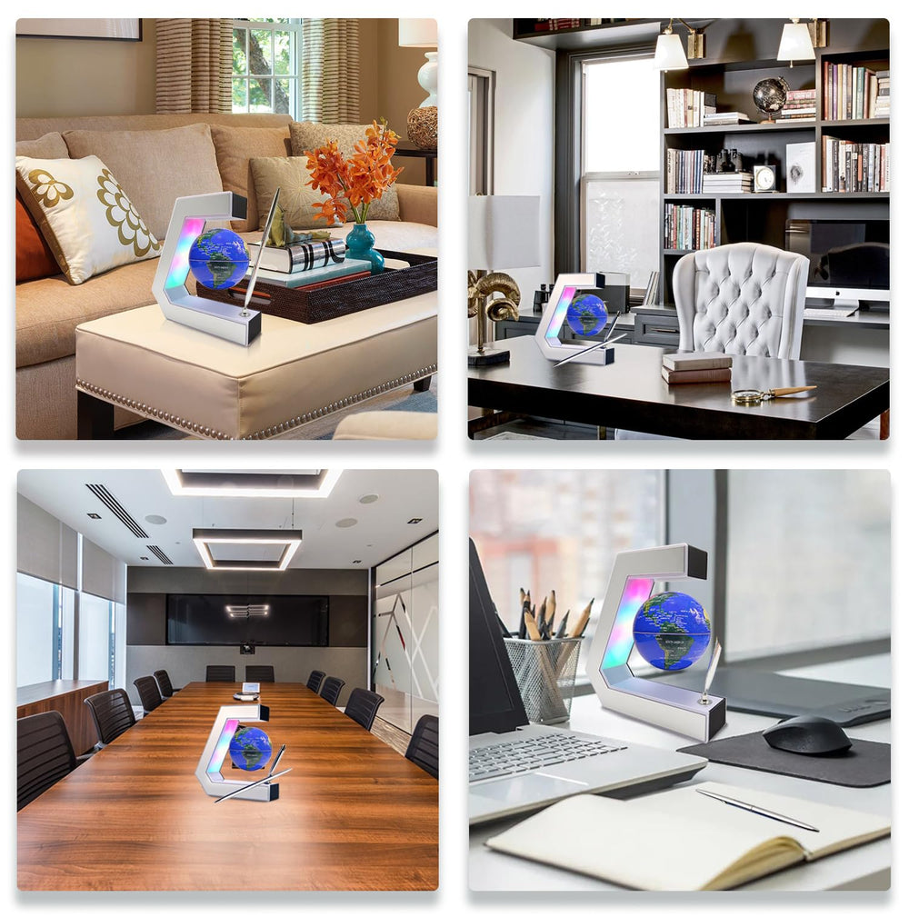 Flagest floating globe includes a pen for quick notes.