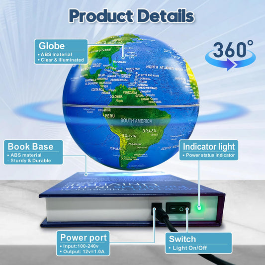Flagest globe with LED color-changing illumination enhances desk ambience.