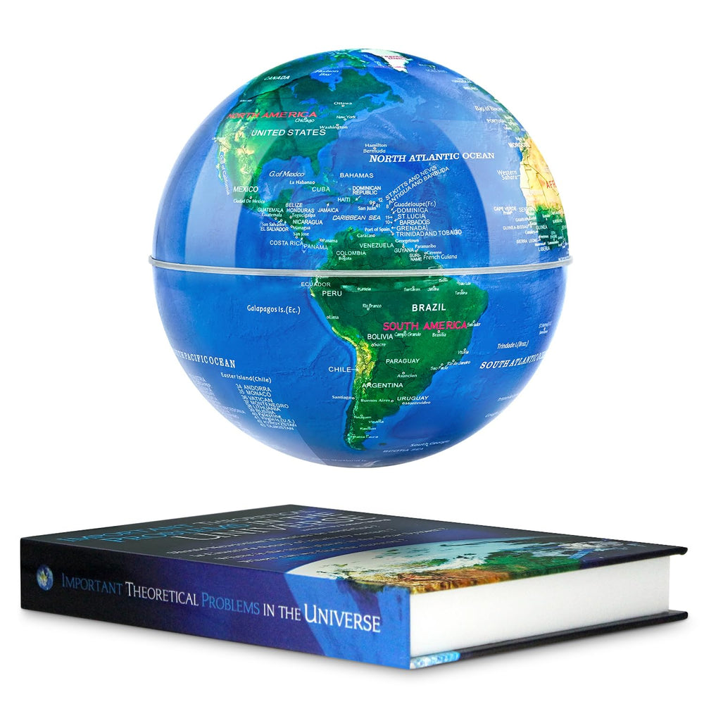 Flagest magnetic levitation globe floats above a book base for stylish desk decor.
