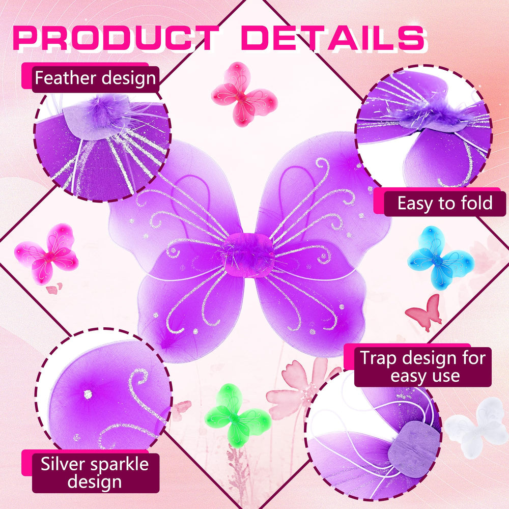Flahard purple butterfly wings for kids, lightweight accessory for imaginative play.