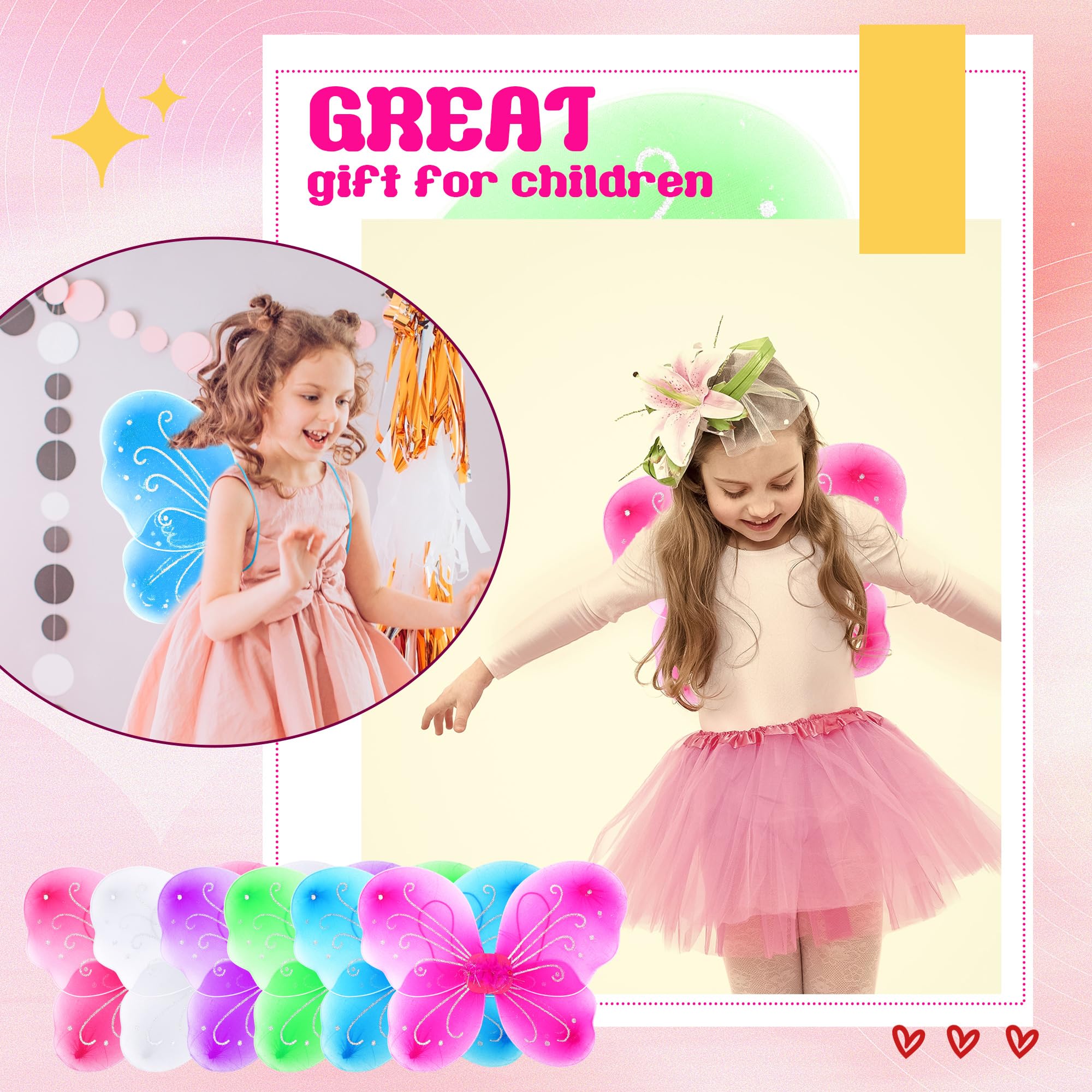 Flahard yellow butterfly wings for kids, bright color ideal for parties and photos.