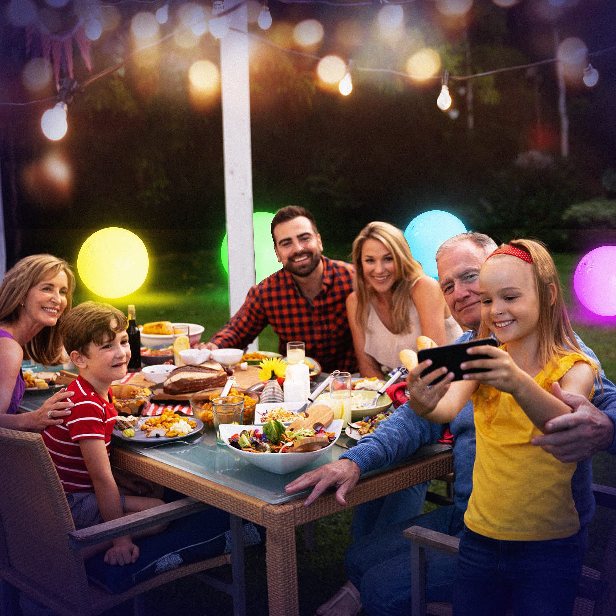 FLAMDYNO glow balls usable indoors and outdoors as decorative lighting