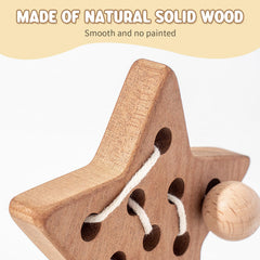 FlameFlash Cloud wooden lacing toy encourages imaginative threading.