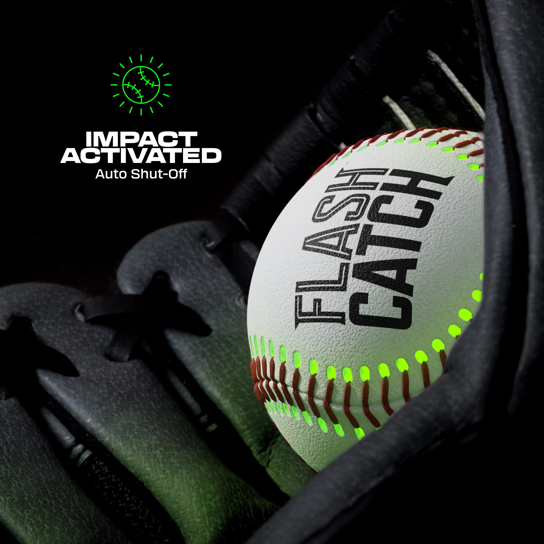 FlashCatch baseball shown with USB-C charging cable