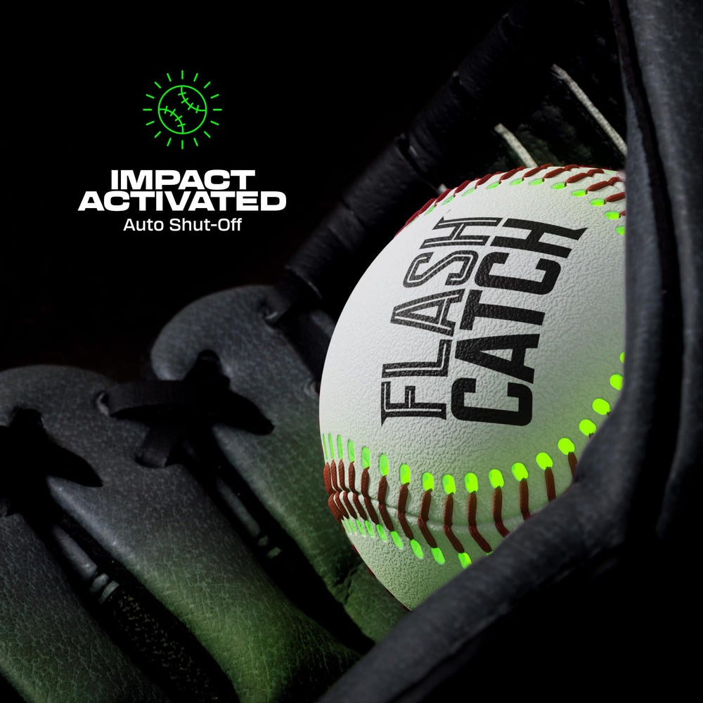 FlashCatch baseball shown with USB-C charging cable