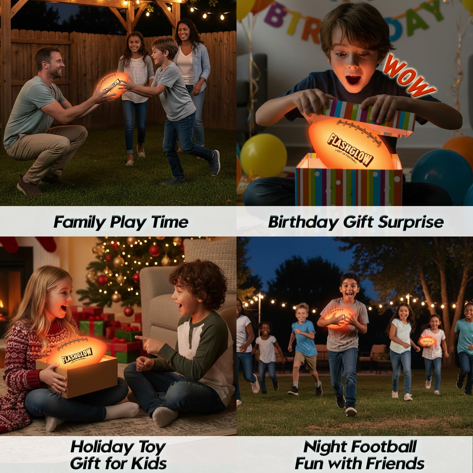 Flashglow football-packaging-gift-ready displayed as holiday gift.