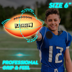 Flashglow glow-football-visual-effect highlighting bright glow in dark.