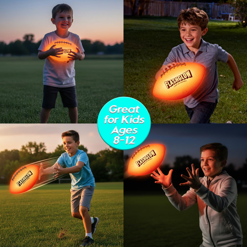 Flashglow kid-throwing-action showing suitability for ages 8-15.