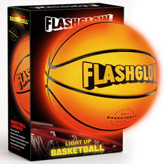 FlashGlow light-up LED basketball glows in the dark for better nighttime visibility.