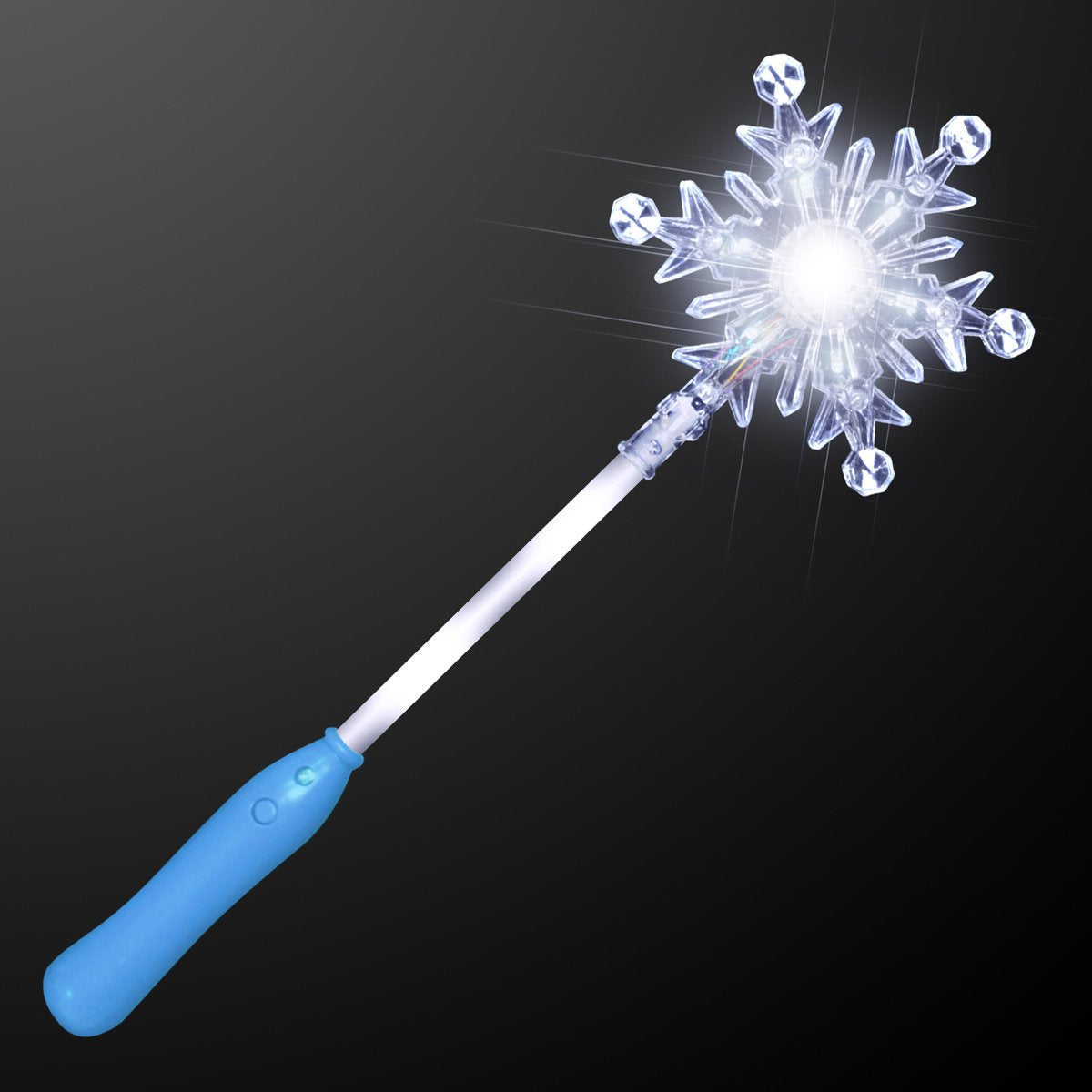FlashingBlinkyLights light-up snowflake top wand with blue handle for festive party fun.