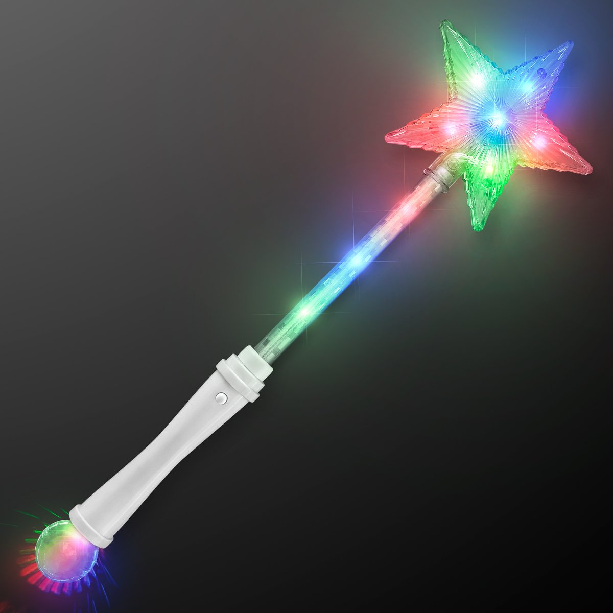 FlashingBlinkyLights light up white super star princess wand with multicolor LEDs for magical play