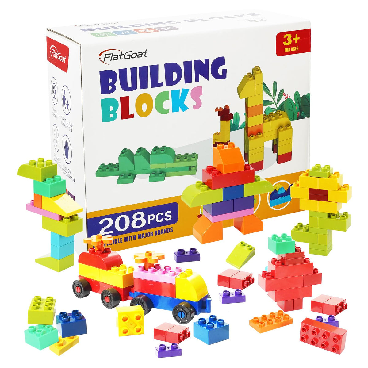 FlatGoat 208-piece set in gift box, ideal for gifting and creative play