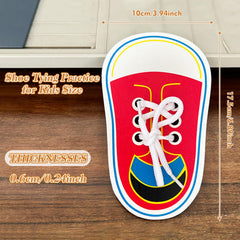 FLATRI colorful laces on board to encourage independent threading practice