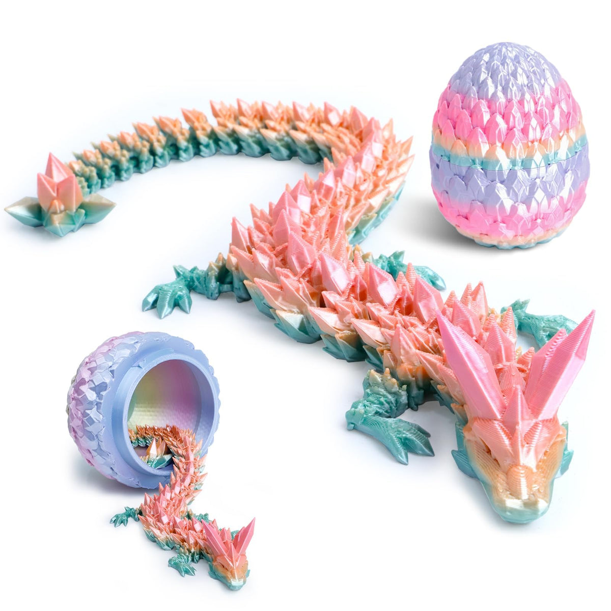 Flavery dragon egg 12-inch, held in hand, reveals rainbow dragon inside for playful discovery.