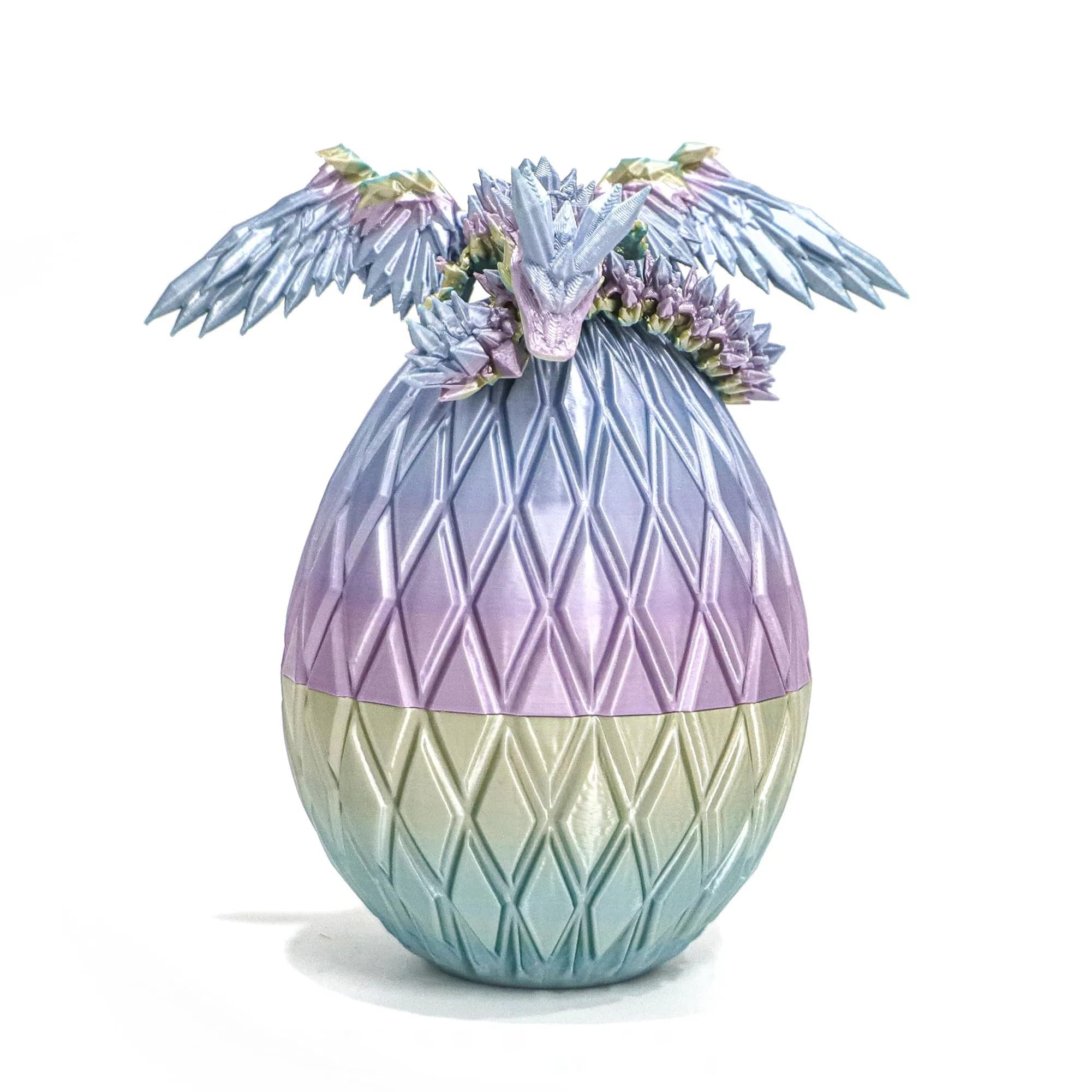 Flavery dragon egg 3D-printed exterior in vibrant colors for lively desk decor.