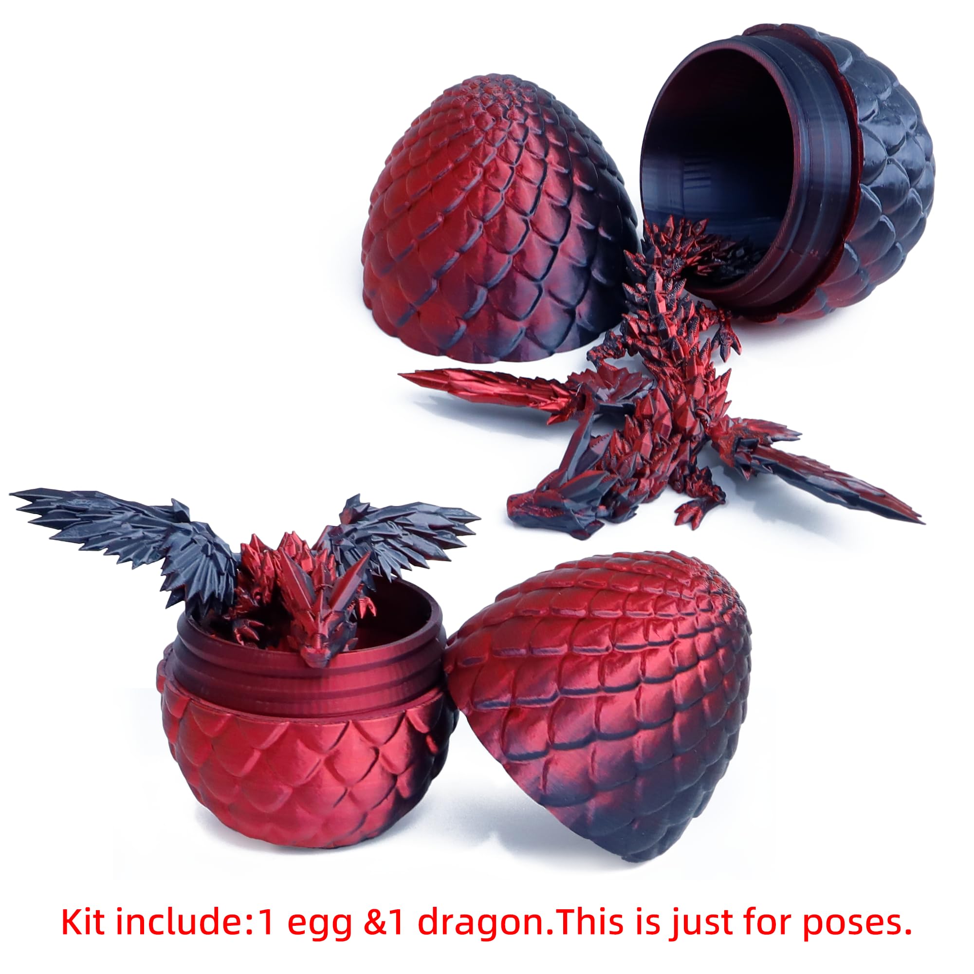 Flavery dragon egg inside-posed showing a poseable dragon ready for display