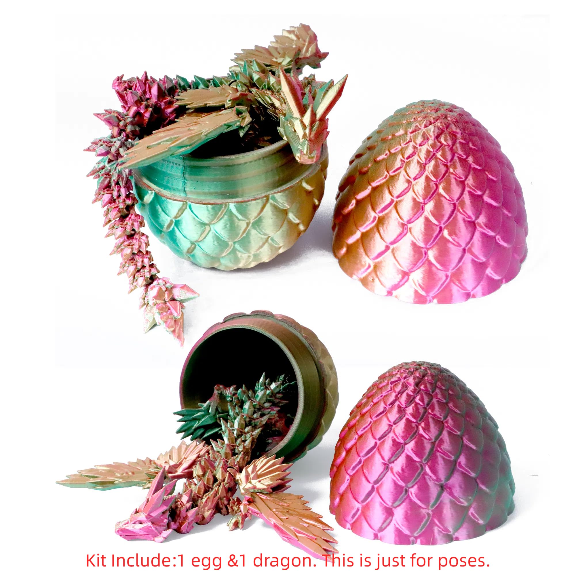 Flavery dragon inside the egg shows a 9-inch winged dragon with pose options.