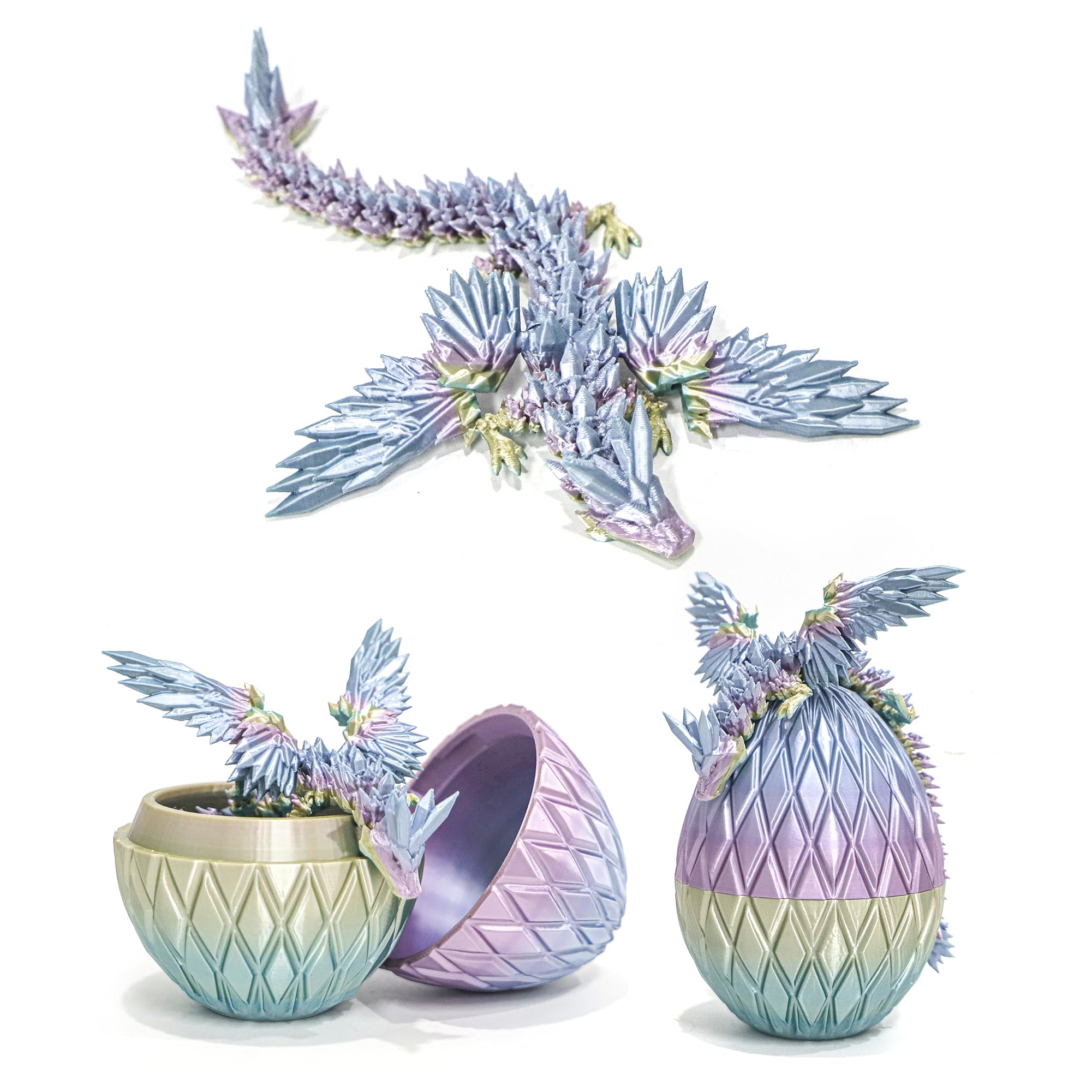 Flavery winged dragon egg with diamond-inspired display for eye-catching rooms.